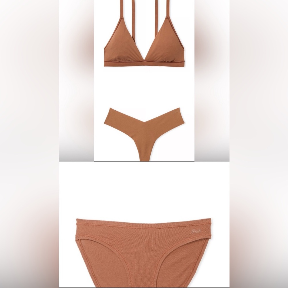 🤎 4 pc BRA & 2 panty “CARAMEL” 🤎 (brown / nude) LARGE DD 36DD & VS Lotion NWT